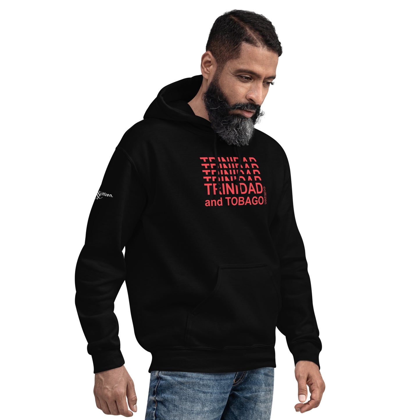 Trinidad and Tobago Staggered print black hoodie